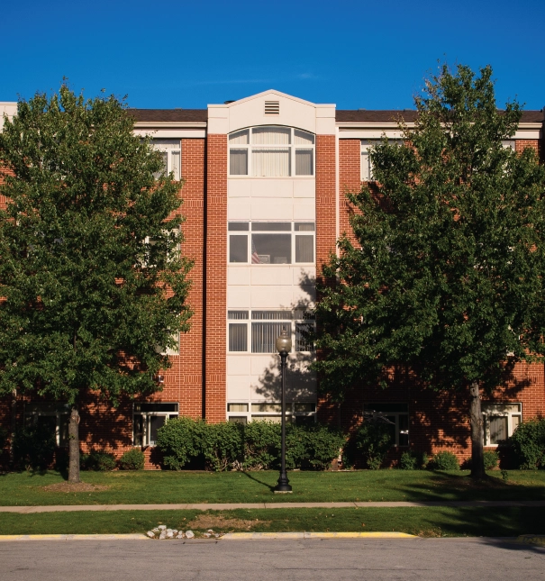 Exterior view of St. Ambrose University's Hagen Hall.