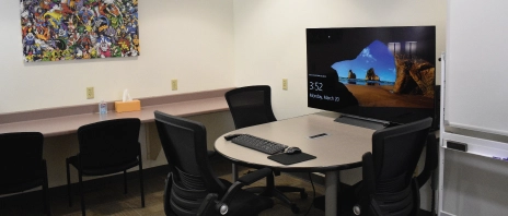 Interior of a group study room at SAU.