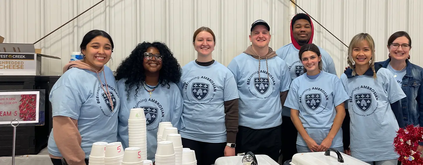 A group of student volunteering at a community event