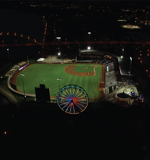 Ariel view of the Quad City Riverbandits field.