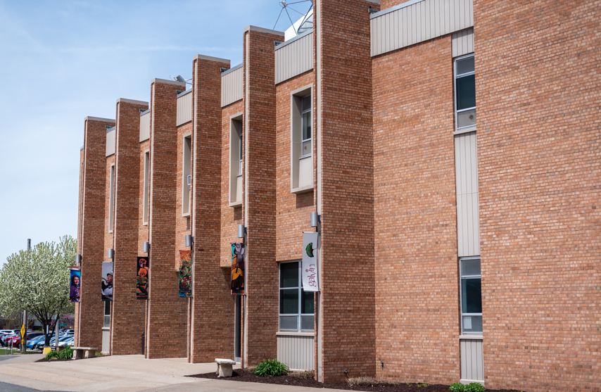 The outside of the Galvin Fine Arts building.
