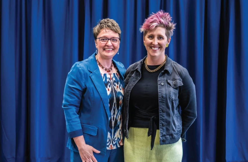 Dr. Amy Novak poses for a picture with Dr. Sarah Eikleberry