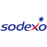Blue sodexo logo with a small red slash in place of the x and a small blue star above the red slash.
