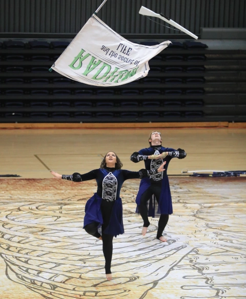 Performance of winter guard indoors.