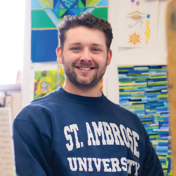 Photo of Calvin Hertel in art studio.